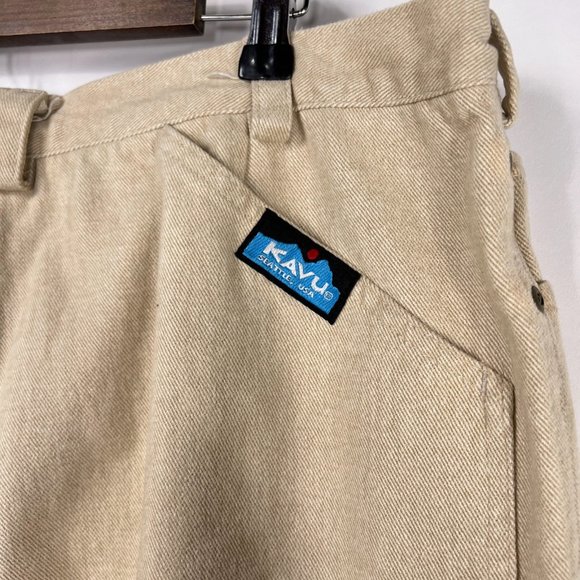 Kavu Roughneck Oatmeal Tan Thick Canvas Cargo Mens Straight Leg Pants 38 FLAW - Picture 5 of 13